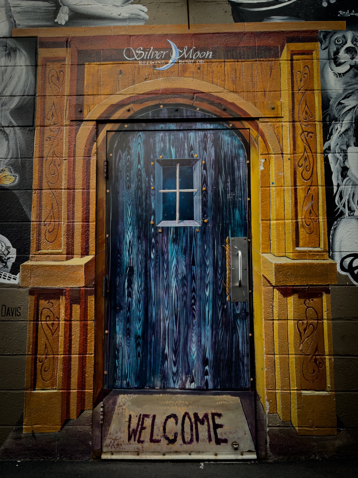 Silver Moon doorway lit up for an event